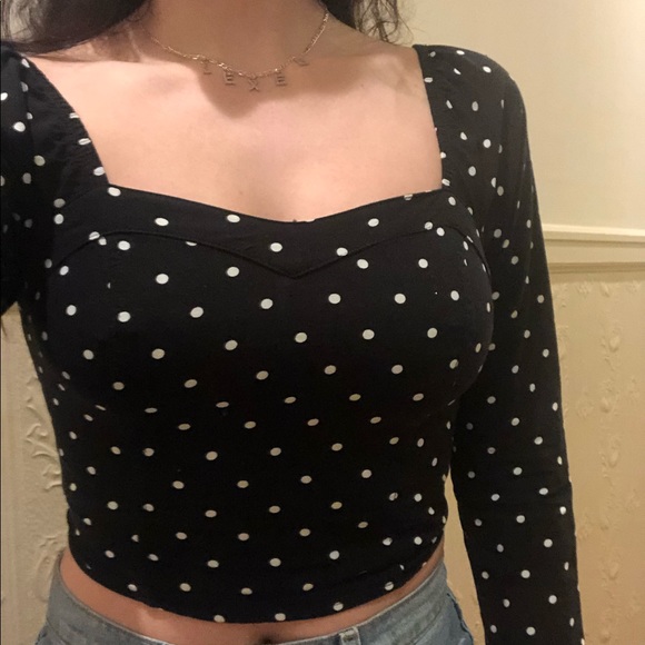 Honey Fable Black polka dot crop top - Picture 4 of 6